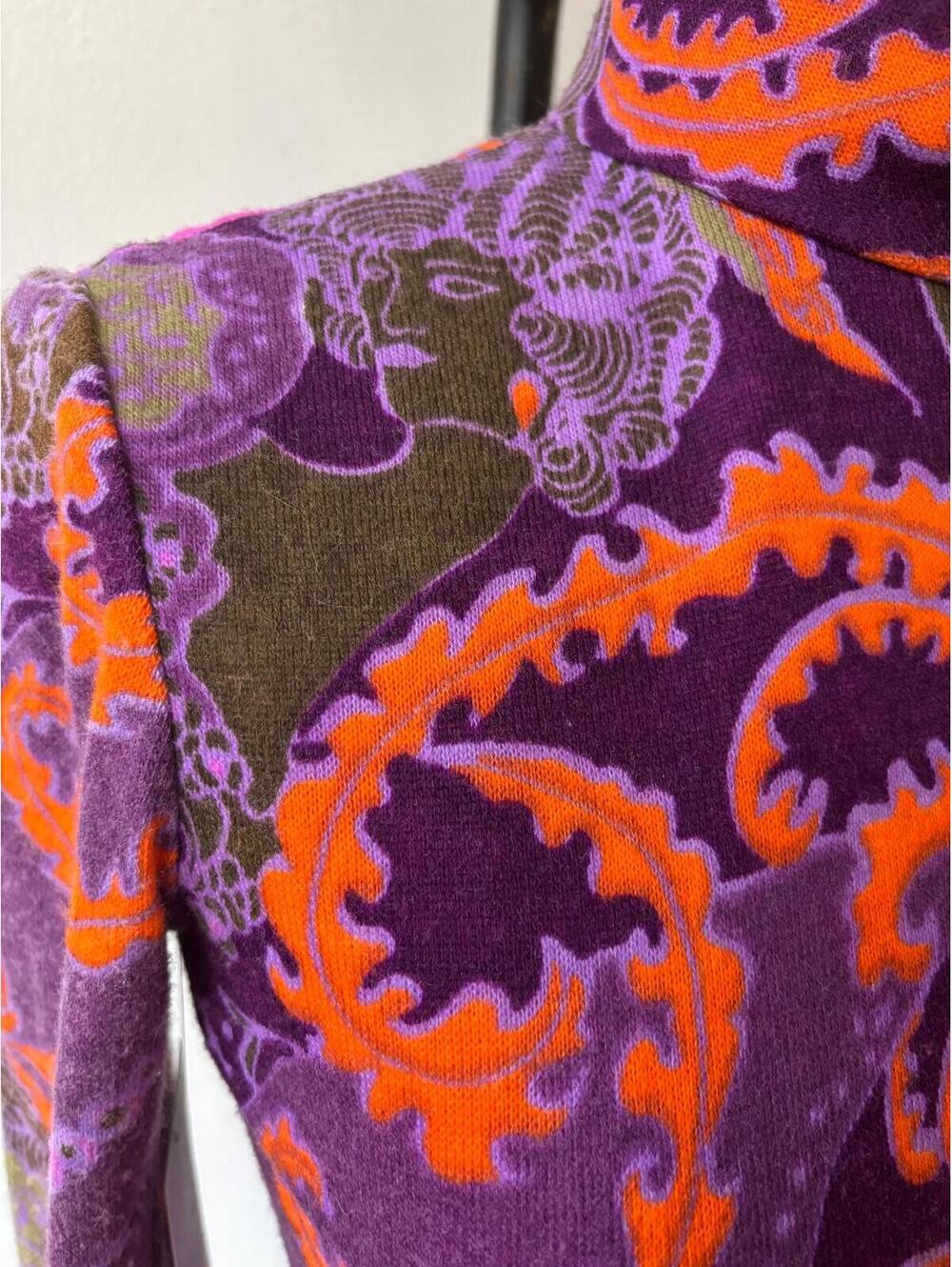 Vintage 1970s Geoffrey Beene Pink & Purple Psychedelic Print Gown - Picture 8 of 9